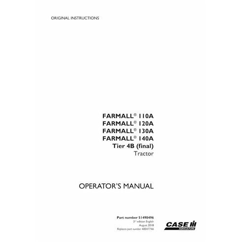 CASE-51490496 Case IH Farmall 110A, 120A, 130A, 140A Tier 4B tractor pdf operator's manual