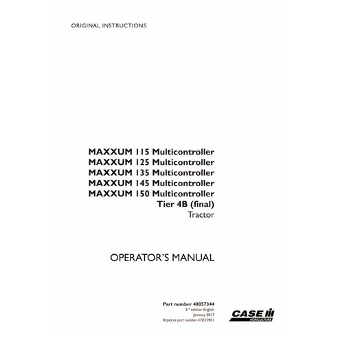 CASE-48057344 Case IH MAXXUM 115, 125 , 135, 145 , 150 Multicontroller Tier 4B tractor pdf operator's manual