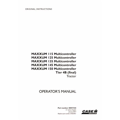 Case IH MAXXUM 115, 125 , 135, 145 , 150 Multicontroller Tier 4B trator pdf manual do operador - Case IH manuais - CASE-48057...