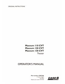 Case IH MAXXUM 110, 120, 130 CVT tractor manual del operador pdf - Case IH manuales - CASE-47897206-EN