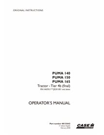 Case IH Puma 140, 155, 165 Tier 4B tracteur pdf manuel d'utilisation - Case IH manuels - CASE-48133642-EN