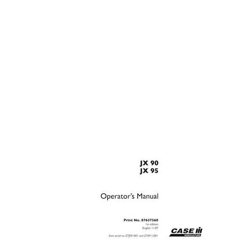 Manual de serviço do trator Case IH JX90, JX95 pdf - Case IH manuais - CASE-87637568-EN