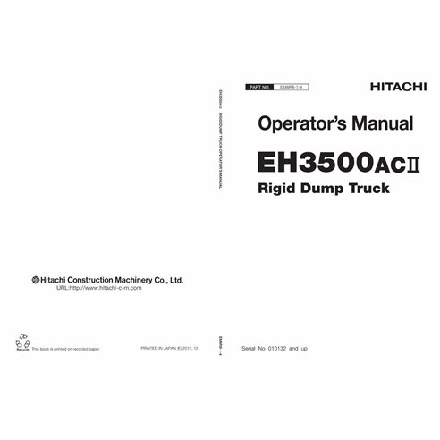 Hitachi 3500AC2 camión volquete rígido pdf manual del operador - Hitachi manuales - HITACHI-EM8R814-EN