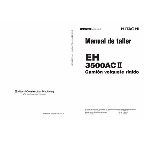 Hitachi 3500AC2 camion à benne basculante rigide pdf manuel d'entretien d'atelier ES - Hitachi manuels - HITACHI-W8R8S01-ES