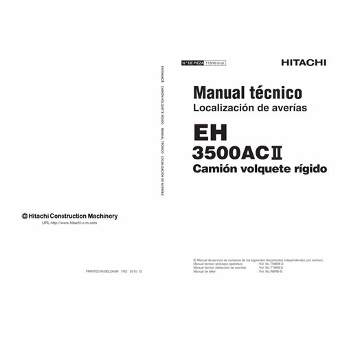 Hitachi 3500AC2 caminhão basculante rígido pdf solução de problemas manual técnico ES - Hitachi manuais - HITACHI-TT8R8S02-ES