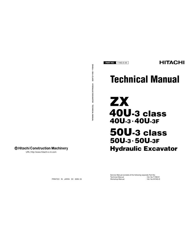 Hitachi ZX 40U 3 40U 3F 50U 3 50U 3F excavadora pdf manual técnico