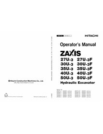 Hitachi ZX 27U-3, 30U-3, 35U-3, 40U-3, 50U-3 excavator pdf operator's manual - Hitachi manuals - HITACHI-EM1NE11-EN