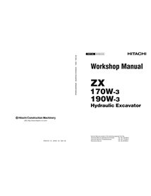 Hitachi ZX 170W-3, 190W-3 escavadeira pdf manual de serviço da oficina - Hitachi manuais - HITACHI-WCGBE00