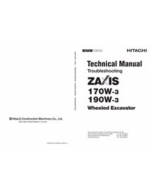 Hitachi ZX 170W-3, 190W-3 escavadeira pdf manual técnico de solução de problemas - Hitachi manuais - HITACHI-TTCGBE00-EN