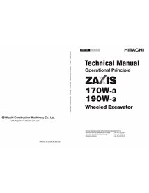 Hitachi ZX 170W-3, 190W-3 escavadeira pdf princípio operacional manual técnico - Hitachi manuais - HITACHI-TOCGBE00-EN