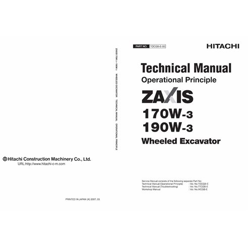 HITACHI-TOCGBE00 Hitachi ZX 170W-3, 190W-3 excavadora pdf manual técnico de principio operativo