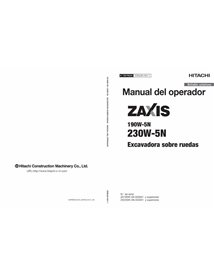 Escavadeira Hitachi ZX 190W-5N, 230W-5N pdf manual do operador ES - Hitachi manuais - JD-ESMLBANA11-ES