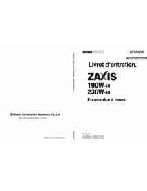 Hitachi ZX 190W-5N, 230W-5N excavator pdf operator's manual FR - Hitachi manuals - JD-FRMLBANA11-FR