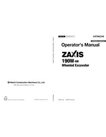 HITACHIMLBHNA12 Hitachi ZX 190W-6N excavadora pdf manual del operador