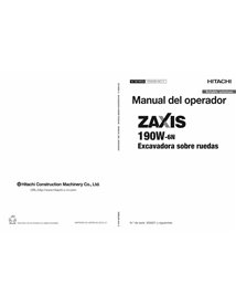 Hitachi ZX 190W-6N excavator pdf operator's manual ES - Hitachi manuals - HITACHI-ESMLBHNA12-ES