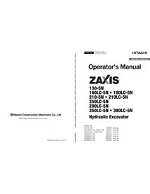 Hitachi 130, 160LC, 180LC, 210, 210LC, 250LC, 300LC, 350LC, 380LC 5N escavadeira pdf manual do operador - Hitachi manuais - H...