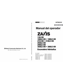 Hitachi 130, 160LC, 180LC, 210, 210LC, 250LC, 300LC, 350LC, 380LC 5N excavadora pdf manual del operador ES - Hitachi manuales...