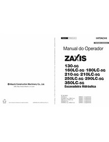 Hitachi 130, 160LC, 180LC, 210, 210LC, 250LC, 300LC, 350LC, 380LC 5G excavator pdf operator's manual PT - Hitachi manuals - H...