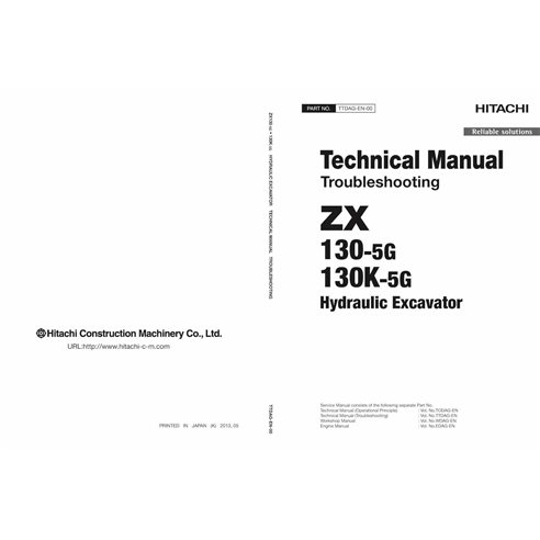 Hitachi 130-5G, 130K-5G escavadeira pdf manual técnico de solução de problemas - Hitachi manuais - HITACHI-TTDAGEN00-EN