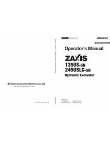 Manual do operador da escavadeira Hitachi 135US-5N, 245USLC-5N pdf - Hitachi manuais - JD-ENMDCNNA12-EN