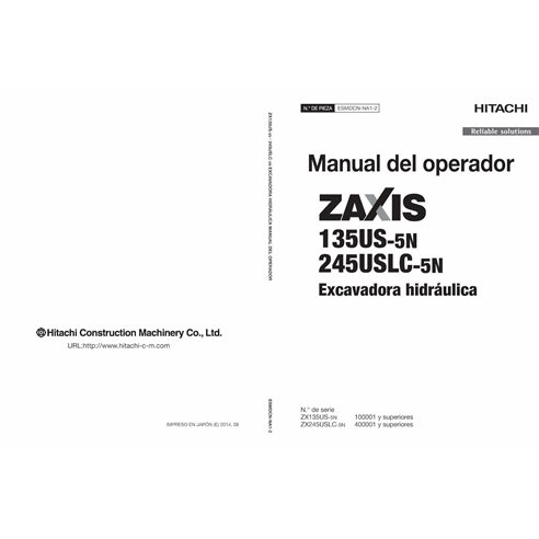 Hitachi 135US-5N, 245USLC-5N excavadora pdf manual del operador ES - Hitachi manuales - JD-ESMDCNNA12-ES