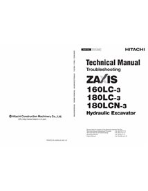 Hitachi 160LC-3, 180LC-3, 180LCN-3 pelle pdf dépannage manuel technique FR - Hitachi manuels - HITACHI-TT1TE00-EN