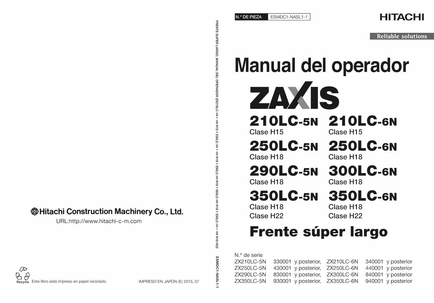 Hitachi 210LC, 250LC, 290LC, 350LC 5N, 6N excavator pdf operator's