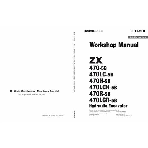 Hitachi 470LC-5B, 670LC-5B, 870LC-5B pelle manuel d'atelier pdf - Hitachi manuels - HITACHI-WJAAEN00-EN