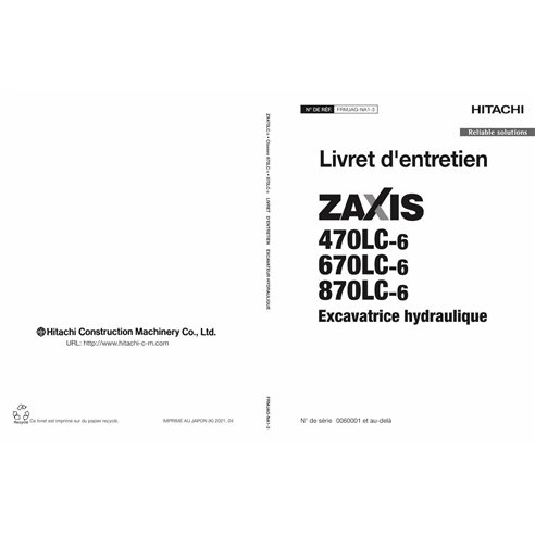Hitachi 470LC-6, 670LC-6, 870LC-6 escavadeira pdf manual do operador FR - Hitachi manuais - HITACHI-FRMJAGNA13-FR