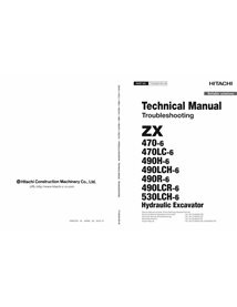 Hitachi 470-6, 470LC-6, 490H-6 490LCH-6, 490R-6, 490LCR-6, 530LCH-6 escavadeira pdf manual técnico de solução de problemas - ...