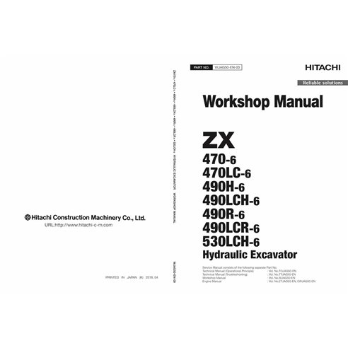 HITACHI-WJAG50EN00 Hitachi 470-6, 470LC-6, 490H-6 490LCH-6, 490R-6, 490LCR-6, 530LCH-6 excavadora manual de servicio de talle...