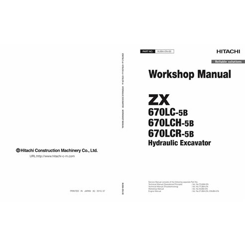 HITACHI-WJBAEN00 Hitachi 670LC-5B, 670LCH-5B, 670LCR-5B excavator pdf workshop service manual