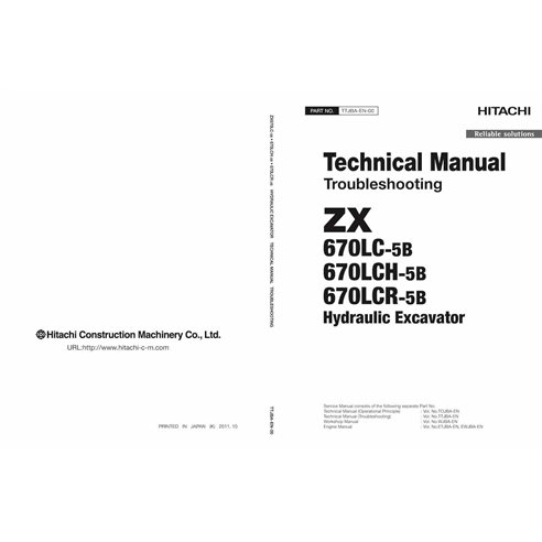 Hitachi 670LC-5B, 670LCH-5B, 670LCR-5B excavadora pdf manual técnico de solución de problemas - Hitachi manuales - HITACHI-TT...