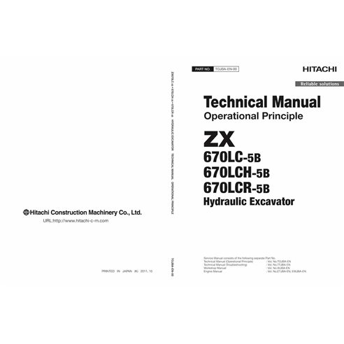 Hitachi 670LC-5B, 670LCH-5B, 670LCR-5B escavadeira pdf princípio operacional manual técnico - Hitachi manuais - HITACHI-TOJBA...