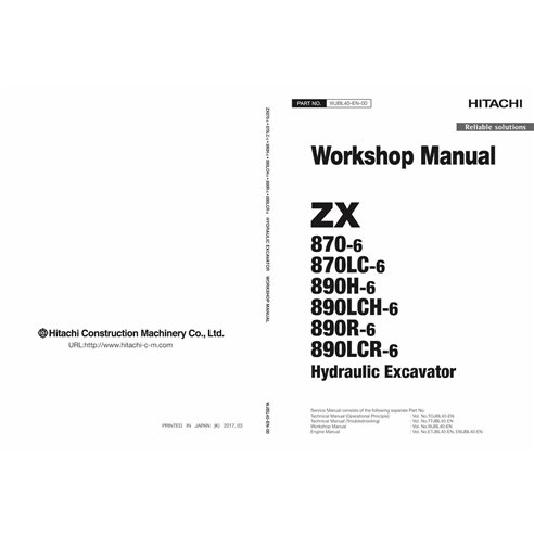 Hitachi 870-6, 890H-6, 890R-6 pelle pdf manuel d'entretien d'atelier - Hitachi manuels - HITACHI-WJBL40EN00-EN