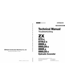 Hitachi 870-6, 890H-6, 890R-6 excavator pdf troubleshooting technical manual  - Hitachi manuals - HITACHI-TTJBL40EN00-EN