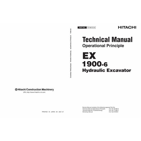 Hitachi EX1900-6 excavatrice pdf principe de fonctionnement manuel technique - Hitachi manuels - JD-TO18KE00-EN