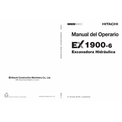 JD-SM18K12 Hitachi EX1900-6 excavator pdf operator's manual ES