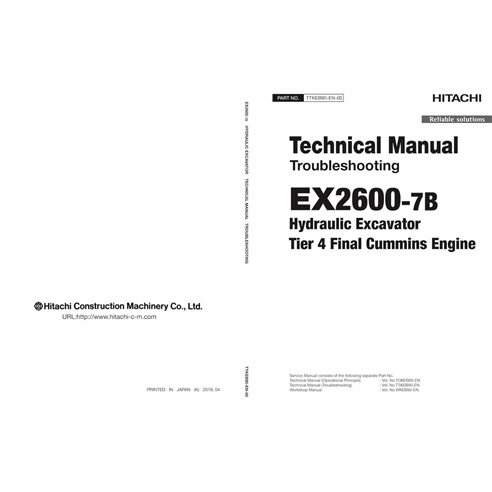 Manuel technique de dépannage de pelle Hitachi EX2600-7B pdf - Hitachi manuels - HITACHI-TTKEB90EN00-EN