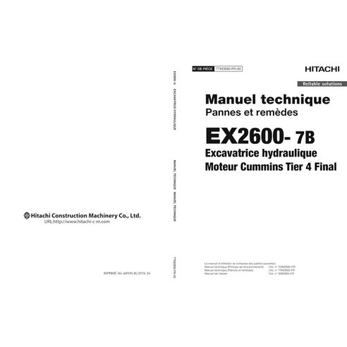 Hitachi EX2600-7B excavadora pdf solución de problemas manual técnico FR - Hitachi manuales - HITACHI-TTKEB90FR00-FR