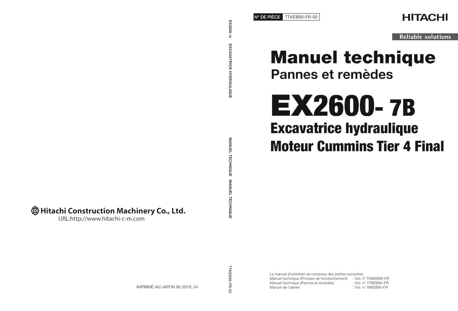 Hitachi Ex2600 7b Escavadeira Pdf Manual Técnico De Solução De Problemas Fr