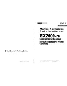 Hitachi EX2600-7B escavadeira pdf princípio operacional manual técnico FR - Hitachi manuais - HITACHI-TOKEB90FR00-FR