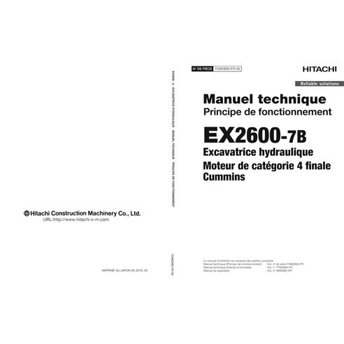 Hitachi EX2600-7B escavadeira pdf princípio operacional manual técnico FR - Hitachi manuais - HITACHI-TOKEB90FR00-FR