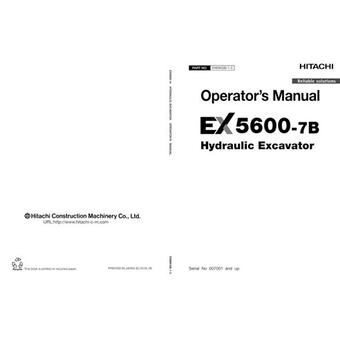 Hitachi EX5600-7B excavator pdf operator's manual  - Hitachi manuals - HITACHI-ENMKGB13