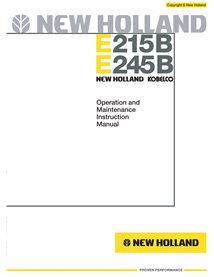 New Holland E215B, E245B excavator pdf operation and maintenance manual 