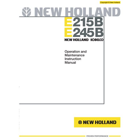 New Holland E215B, E245B excavator pdf operation and maintenance manual 