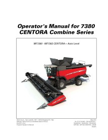 Massey Ferguson MF 7380 CENTORA combine harvester operator's manual - Massey Ferguson manuals - MF-D3117100M2