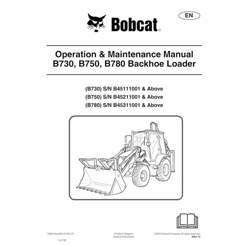Bobcat B730, B750, B780 backhoe loader pdf operation and maintenance manual 