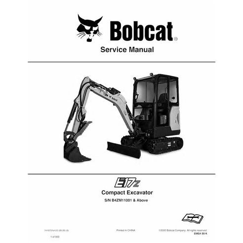 Bobcat E17z compact excavator pdf service manual 
