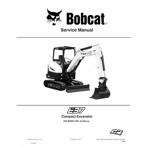 Manual de servicio en pdf de la excavadora compacta Bobcat E37 - Gato montés manuales - BOBCAT-E37-7362438-EN-SM